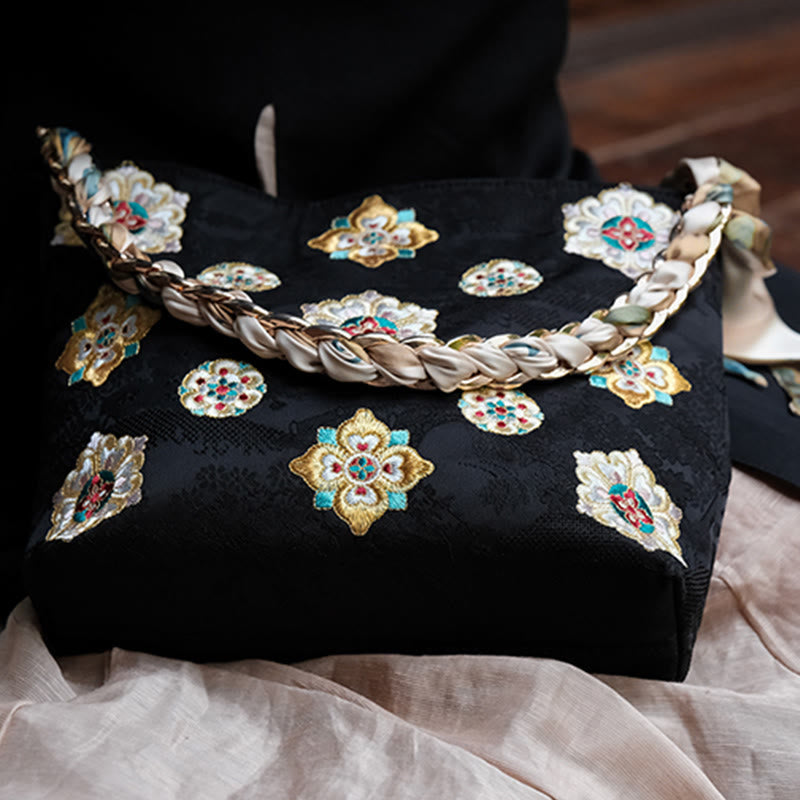 Satin Su Embroidery Journey Shopping Shoulder Bag Handbag Crossbody Bag - Image 17