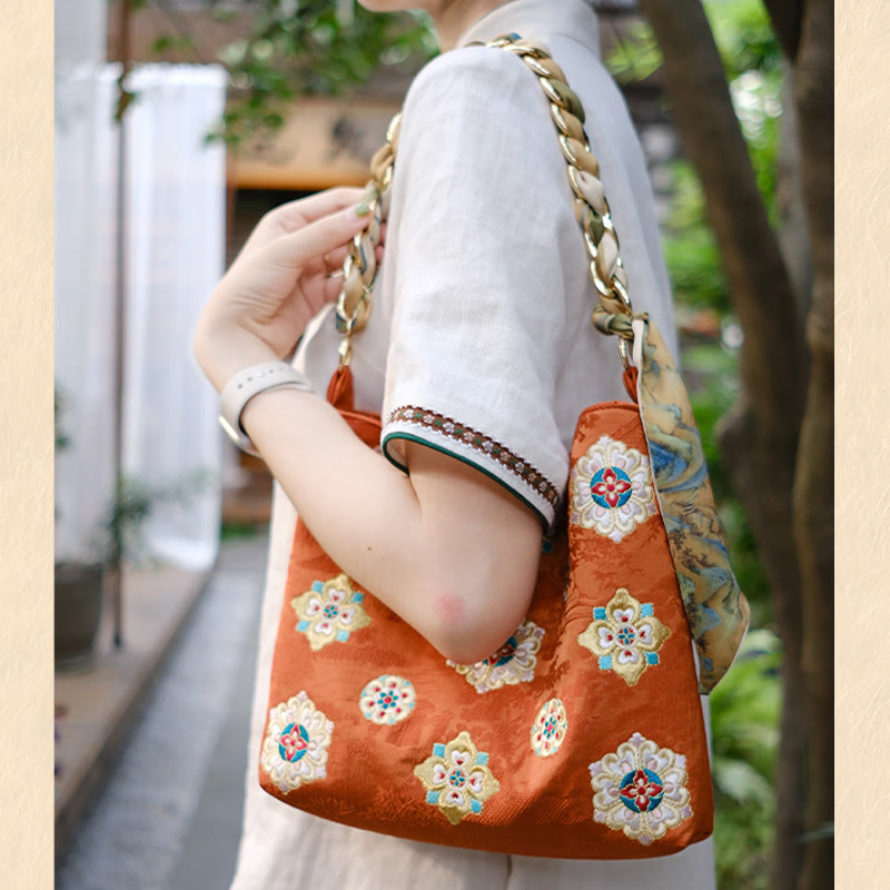 Satin Su Embroidery Journey Shopping Shoulder Bag Handbag Crossbody Bag - Image 11
