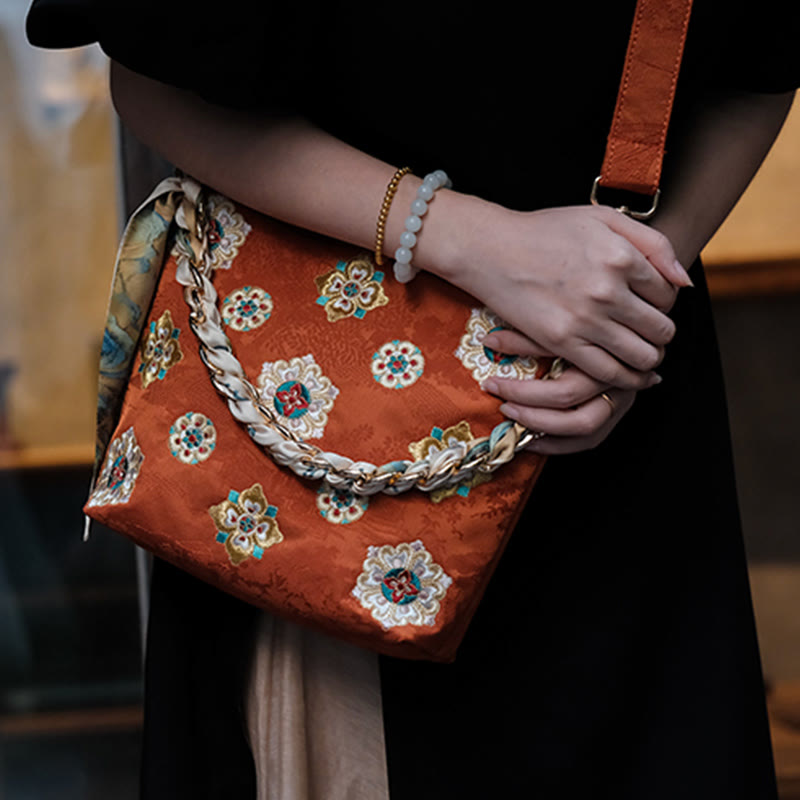 Satin Su Embroidery Journey Shopping Shoulder Bag Handbag Crossbody Bag - Image 9