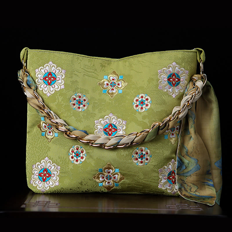 Satin Su Embroidery Journey Shopping Shoulder Bag Handbag Crossbody Bag - Image 6