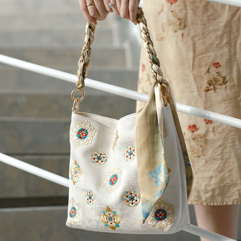 Satin Su Embroidery Journey Shopping Shoulder Bag Handbag Crossbody Bag - Image 22