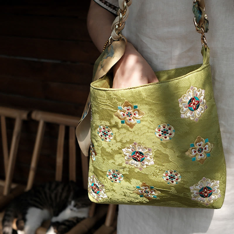 Satin Su Embroidery Journey Shopping Shoulder Bag Handbag Crossbody Bag - Image 2