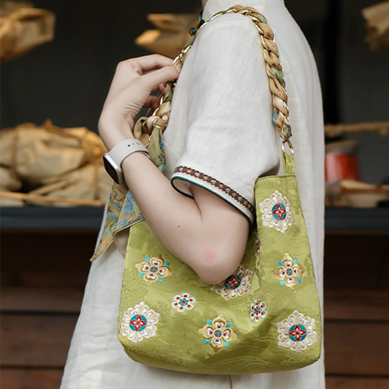 Satin Su Embroidery Journey Shopping Shoulder Bag Handbag Crossbody Bag - Image 5