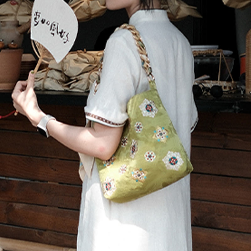 Satin Su Embroidery Journey Shopping Shoulder Bag Handbag Crossbody Bag - Image 3