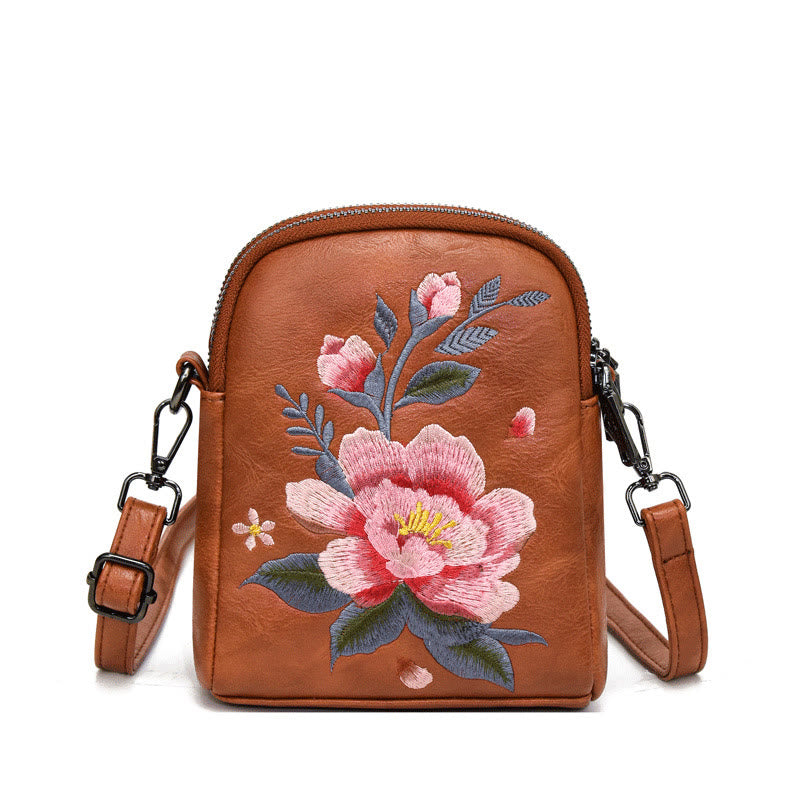 Lotus Su Embroidery Journey Shopping Purse Shoulder Bag Crossbody Bag - Image 4