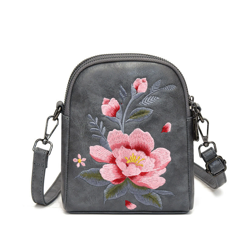 Lotus Su Embroidery Journey Shopping Purse Shoulder Bag Crossbody Bag - Image 6