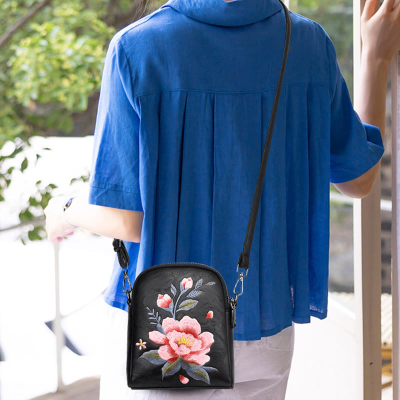 Lotus Su Embroidery Journey Shopping Purse Shoulder Bag Crossbody Bag - Image 3