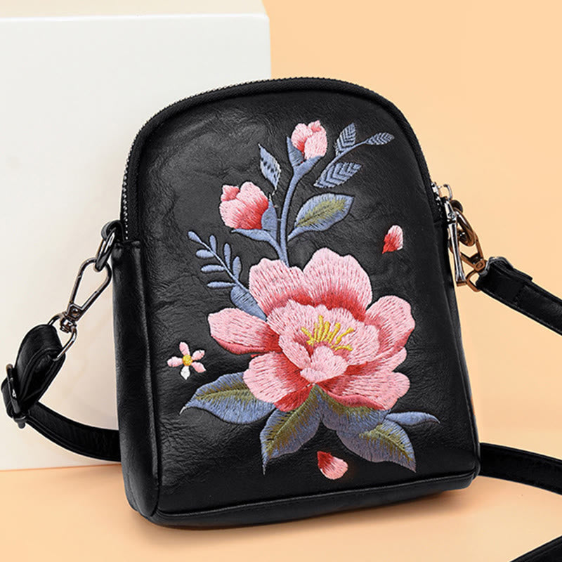 Lotus Su Embroidery Journey Shopping Purse Shoulder Bag Crossbody Bag - Image 2