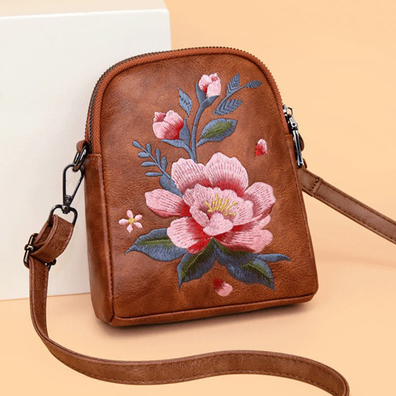 Lotus Su Embroidery Journey Shopping Purse Shoulder Bag Crossbody Bag - Image 5