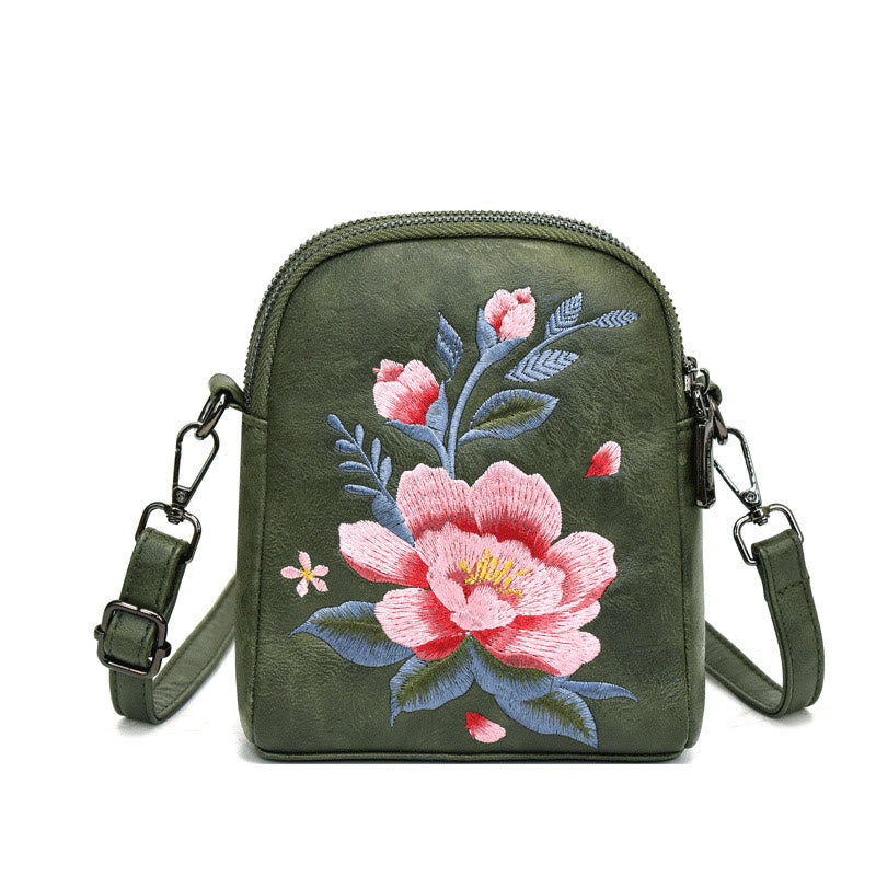 Lotus Su Embroidery Journey Shopping Purse Shoulder Bag Crossbody Bag - Image 12
