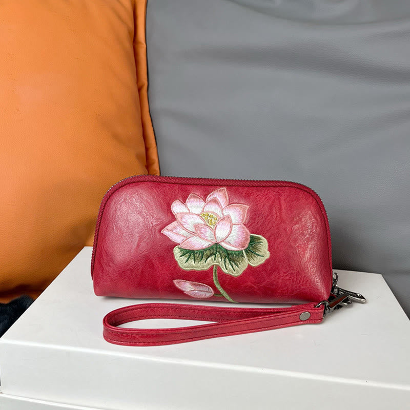 Lotus Su Embroidery Journey Shopping Purse Handbag - Image 4