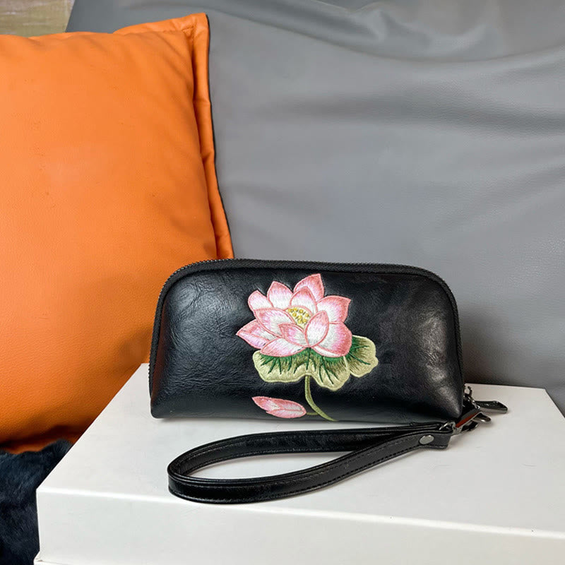 Lotus Su Embroidery Journey Shopping Purse Handbag - Image 6