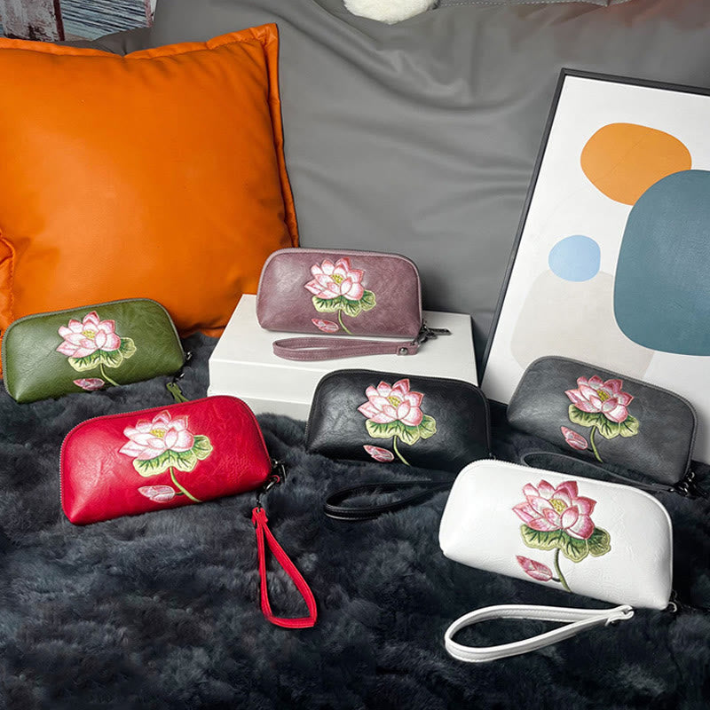 Lotus Su Embroidery Journey Shopping Purse Handbag - Image 18