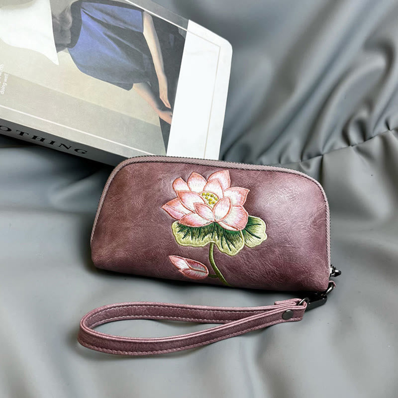 Lotus Su Embroidery Journey Shopping Purse Handbag - Image 15