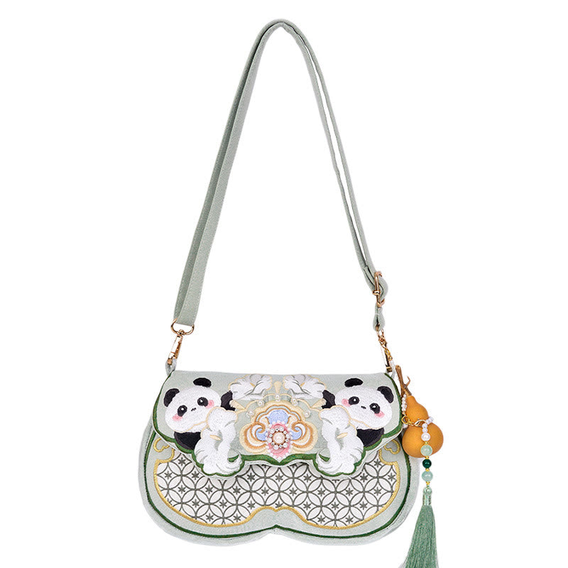 Panda Flowers Gourd Pendant Shoulder Bag Crossbody Bag - Image 12