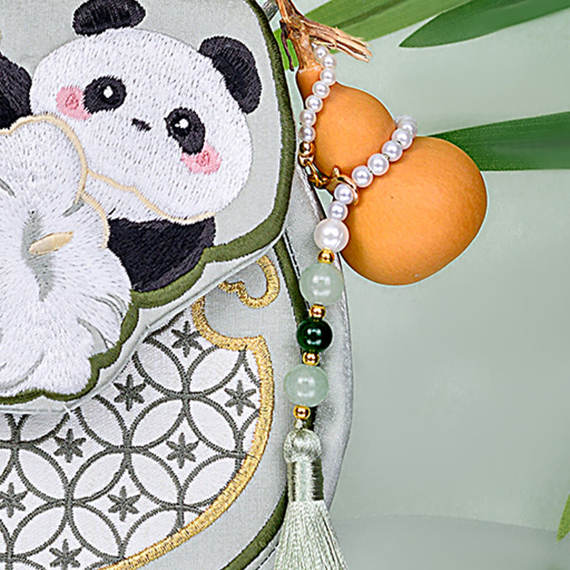 Panda Flowers Gourd Pendant Shoulder Bag Crossbody Bag - Image 10