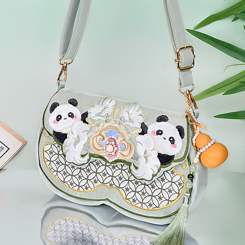 Panda Flowers Gourd Pendant Shoulder Bag Crossbody Bag - Image 3