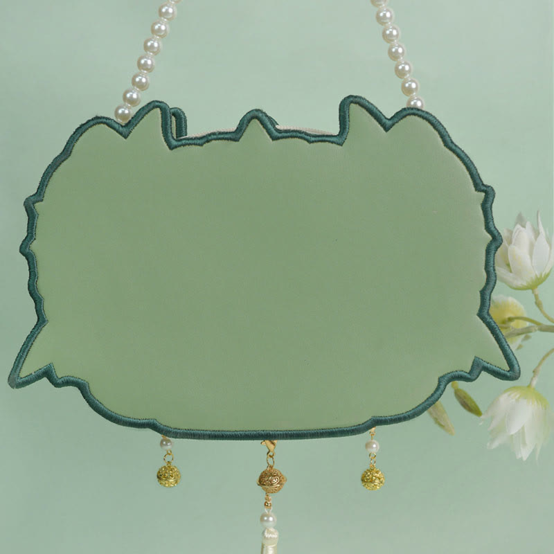 Double-sided Mythical Beast Bai Ze Embroidery Pearl Chain Tassel Shoulder Bag Crossbody Bag - Image 4