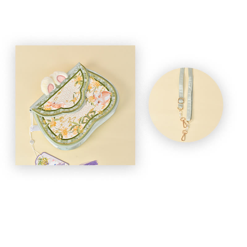 Osmanthus Rabbit Embroidery Pearl Chain Furball Tassel Shoulder Bag Crossbody Bag - Image 10