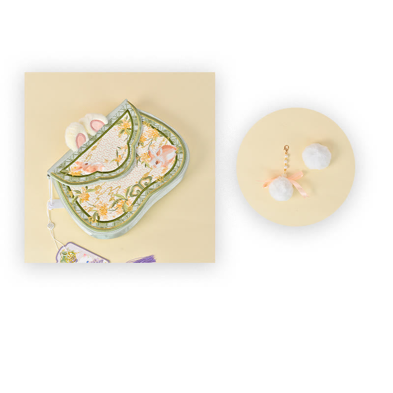 Osmanthus Rabbit Embroidery Pearl Chain Furball Tassel Shoulder Bag Crossbody Bag - Image 12