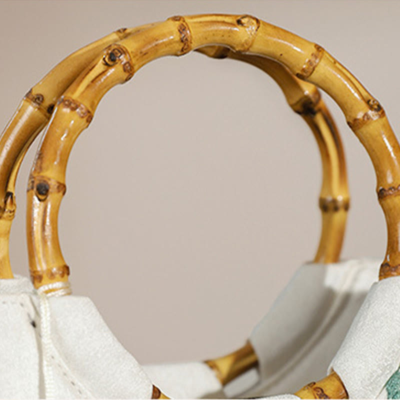 Embroidery Bamboo Handle Tassel Handbags - Image 11