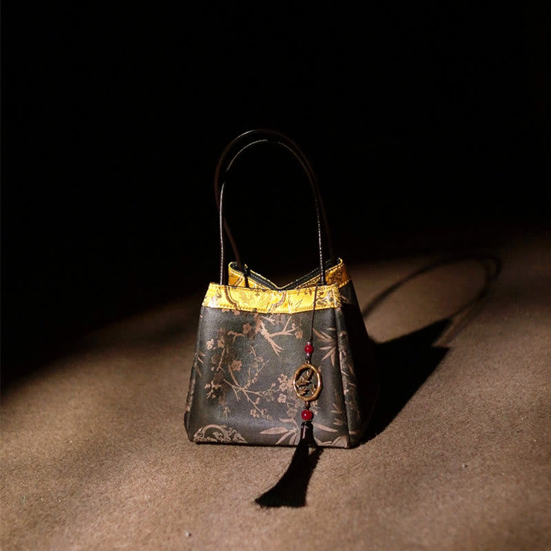 Plum Flower Bamboo Branches Embroidery Tassel Xiangyunsha Silk Shoulder Bag Hangbags - Image 7
