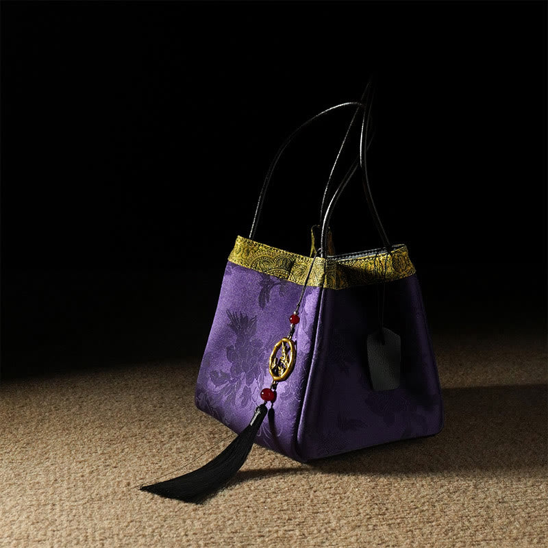 Plum Flower Bamboo Branches Embroidery Tassel Xiangyunsha Silk Shoulder Bag Hangbags - Image 25