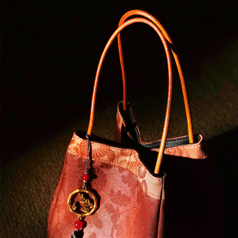 Plum Flower Bamboo Branches Embroidery Tassel Xiangyunsha Silk Shoulder Bag Hangbags - Image 16