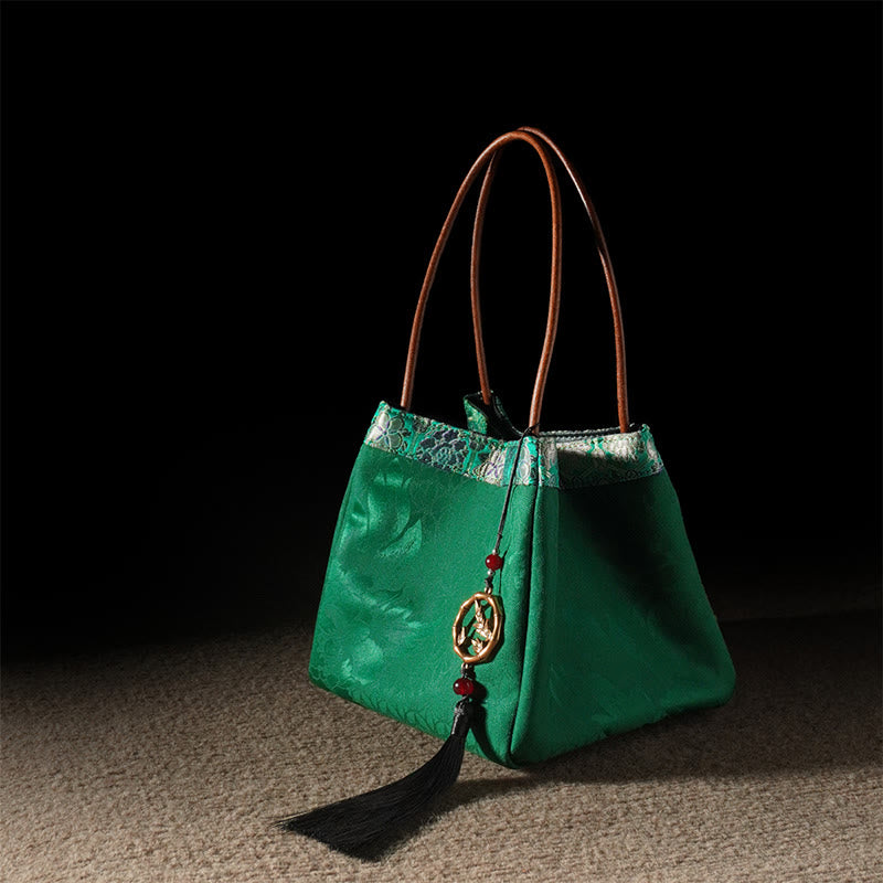 Plum Flower Bamboo Branches Embroidery Tassel Xiangyunsha Silk Shoulder Bag Hangbags - Image 26