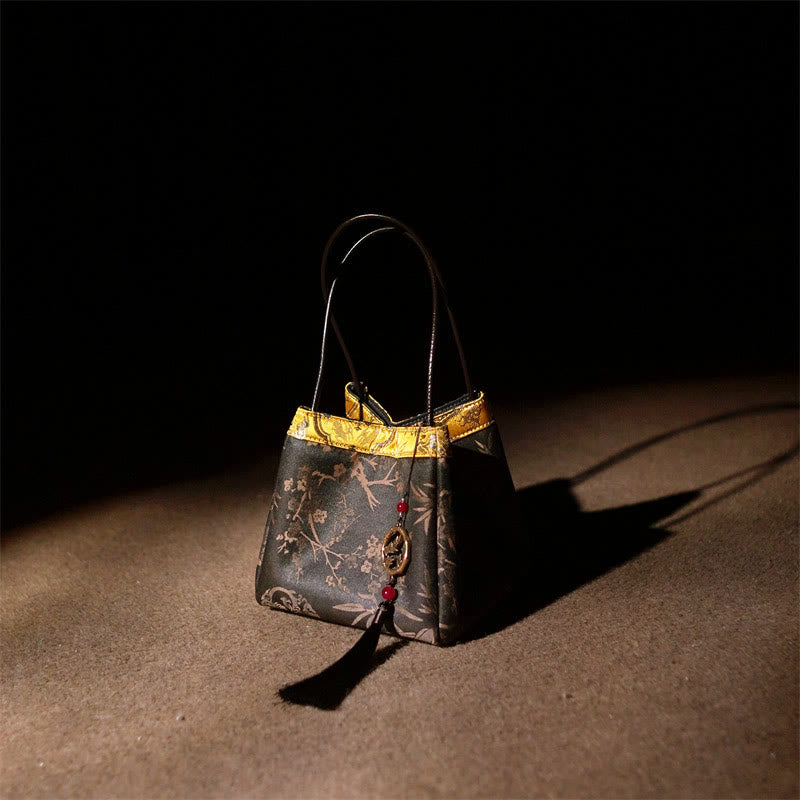 Plum Flower Bamboo Branches Embroidery Tassel Xiangyunsha Silk Shoulder Bag Hangbags - Image 6