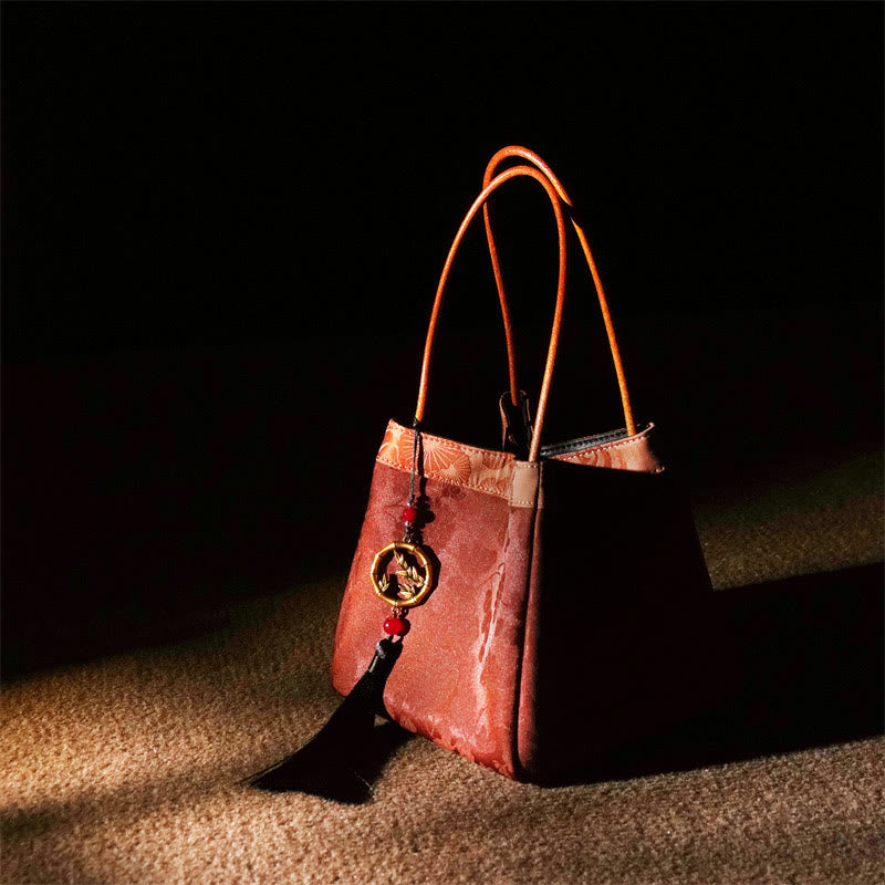 Plum Flower Bamboo Branches Embroidery Tassel Xiangyunsha Silk Shoulder Bag Hangbags - Image 13
