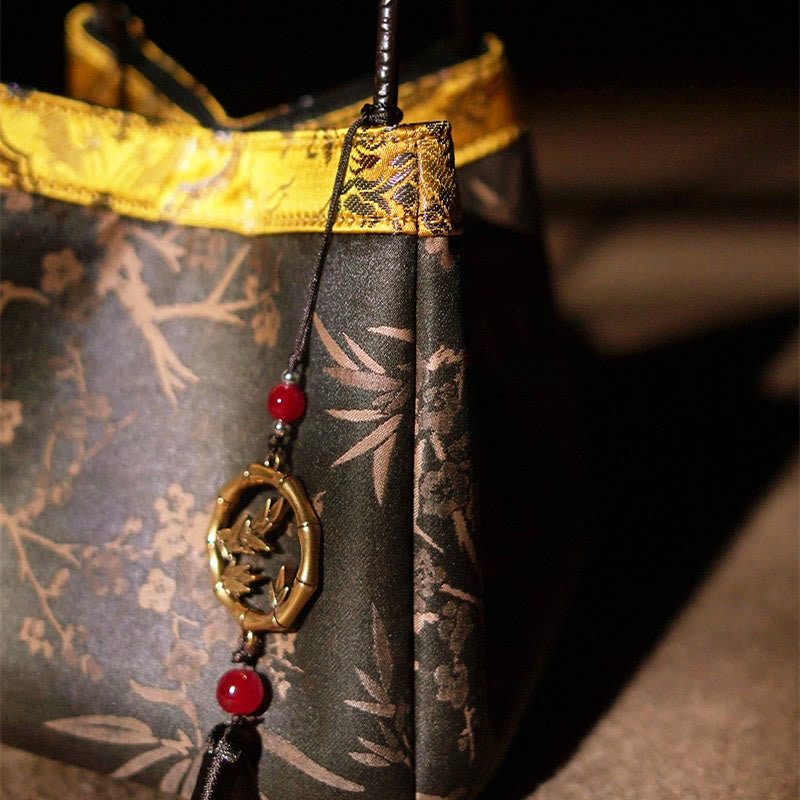 Plum Flower Bamboo Branches Embroidery Tassel Xiangyunsha Silk Shoulder Bag Hangbags - Image 10