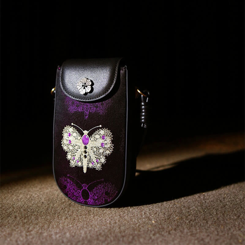 Retro Flower Butterfly Leaves Branches Song Brocade Shoulder Bag Hangbags - Image 2