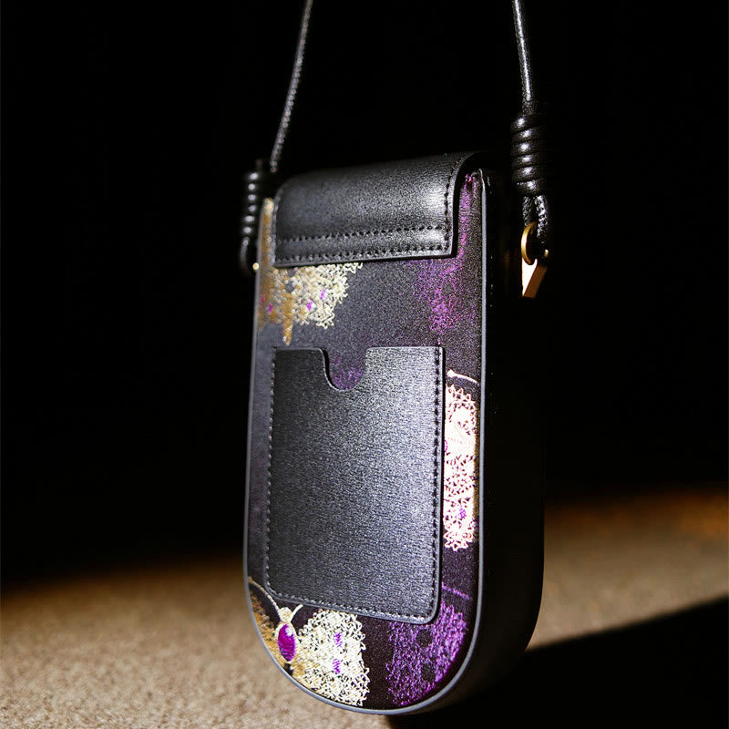 Retro Flower Butterfly Leaves Branches Song Brocade Shoulder Bag Hangbags - Image 7