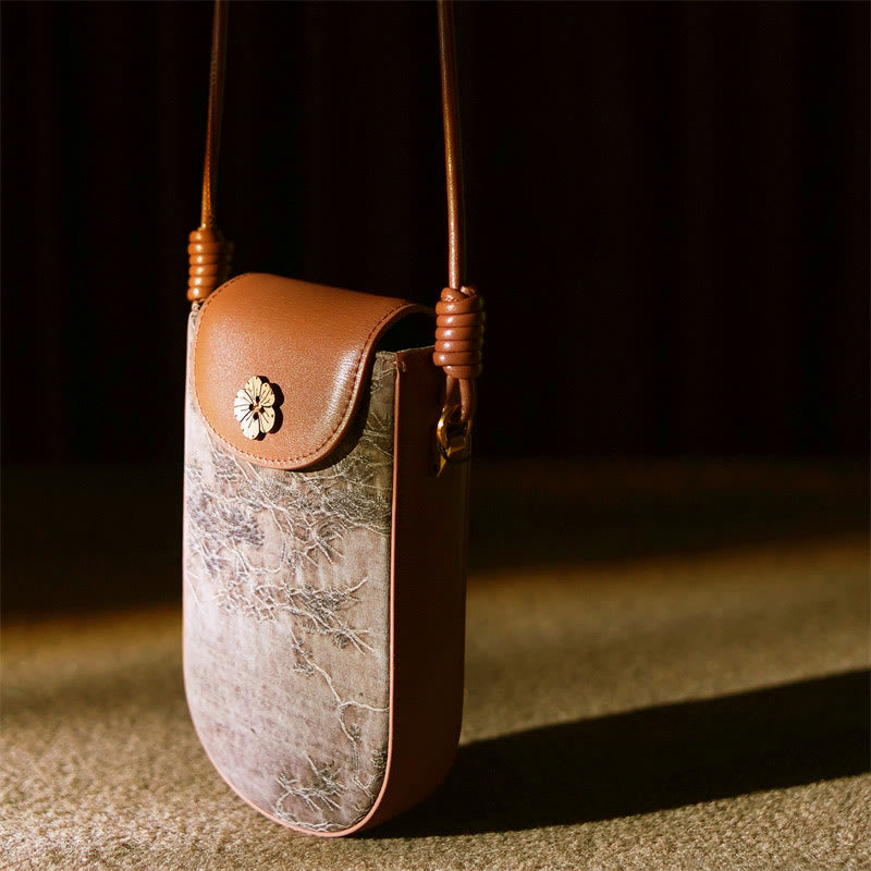 Retro Flower Butterfly Leaves Branches Song Brocade Shoulder Bag Hangbags - Image 9