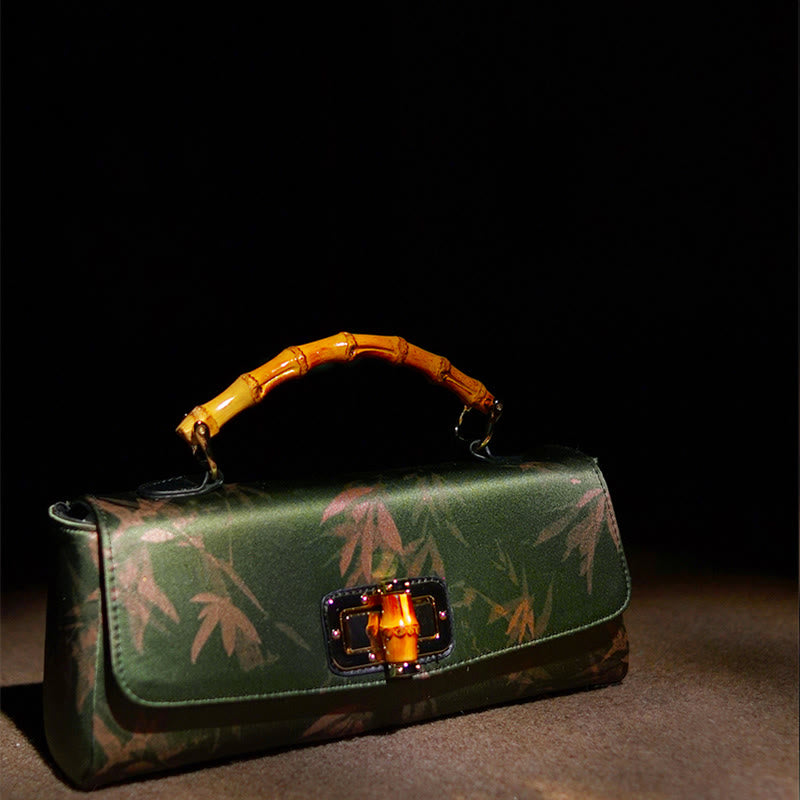 Leaves Branches Bamboo Handle Metal Chain Crossbody Bag Hangbags - Image 5