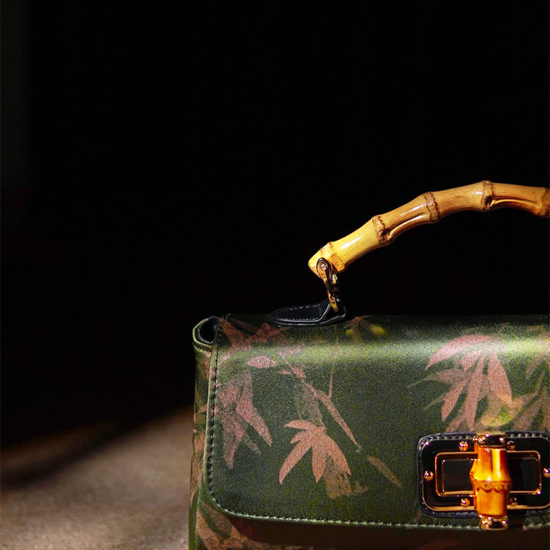 Leaves Branches Bamboo Handle Metal Chain Crossbody Bag Hangbags - Image 8