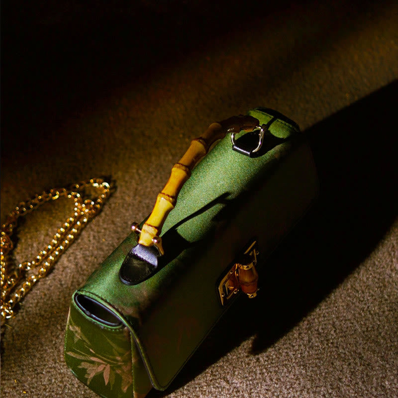 Leaves Branches Bamboo Handle Metal Chain Crossbody Bag Hangbags - Image 7