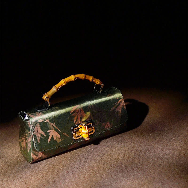 Leaves Branches Bamboo Handle Metal Chain Crossbody Bag Hangbags - Image 3