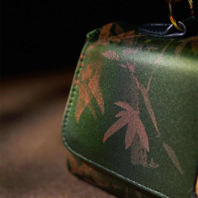 Leaves Branches Bamboo Handle Metal Chain Crossbody Bag Hangbags - Image 10