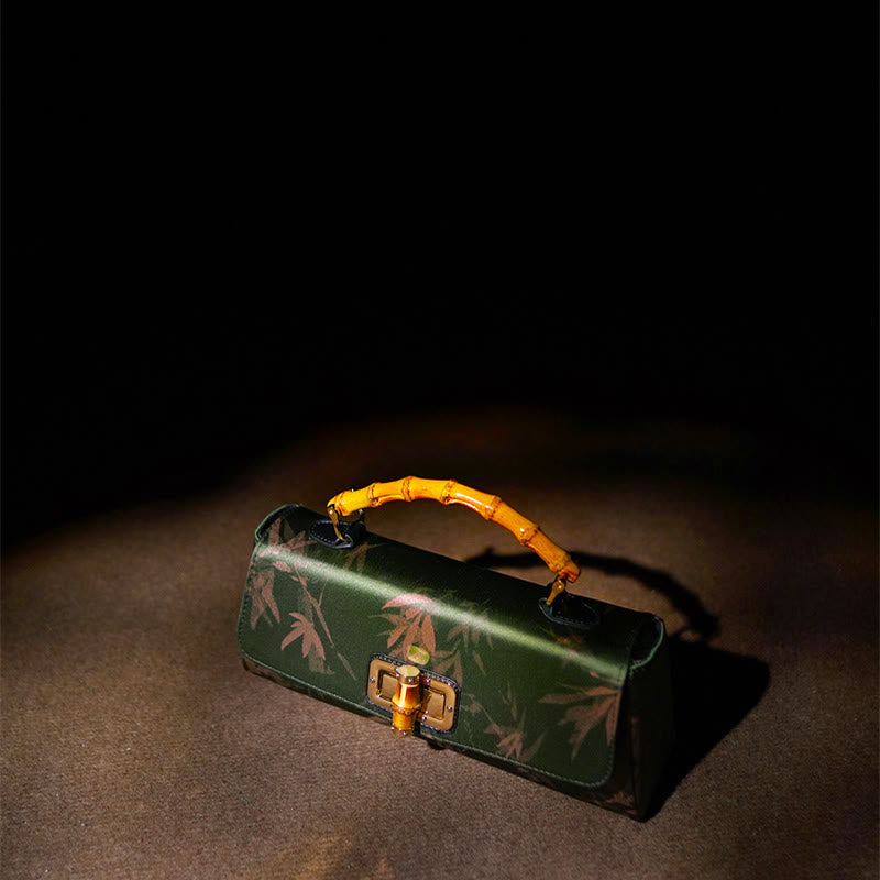 Leaves Branches Bamboo Handle Metal Chain Crossbody Bag Hangbags - Image 4
