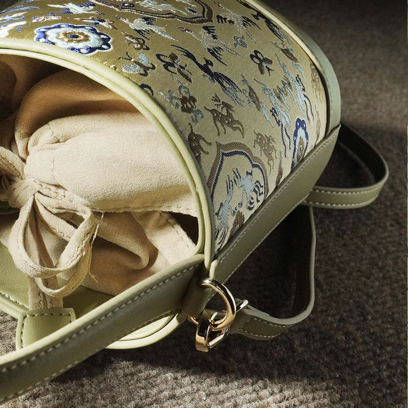 Retro Crane Deer Song Brocade Crossbody Bag Hangbags - Image 15