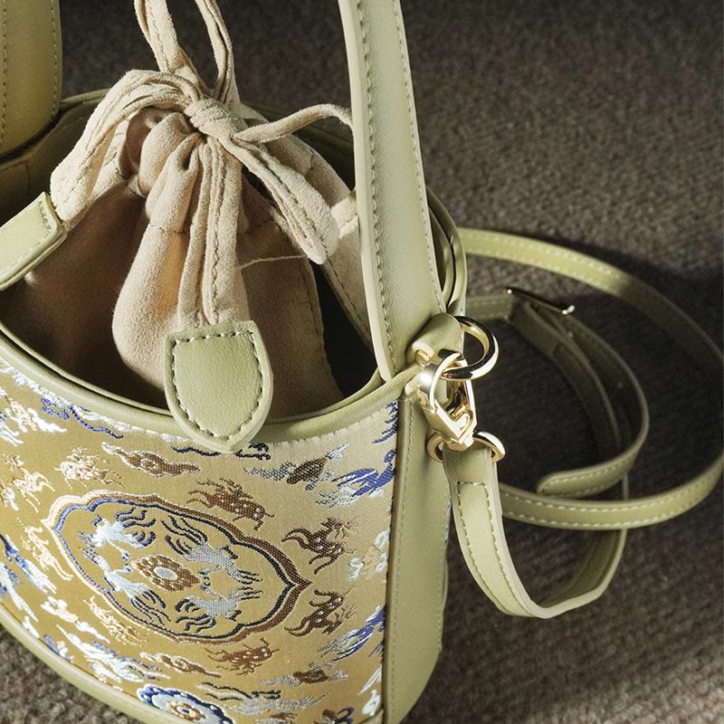 Retro Crane Deer Song Brocade Crossbody Bag Hangbags - Image 17