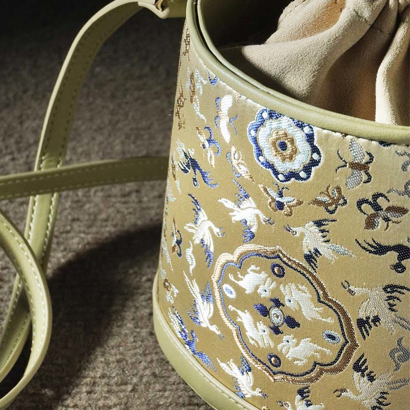 Retro Crane Deer Song Brocade Crossbody Bag Hangbags - Image 13