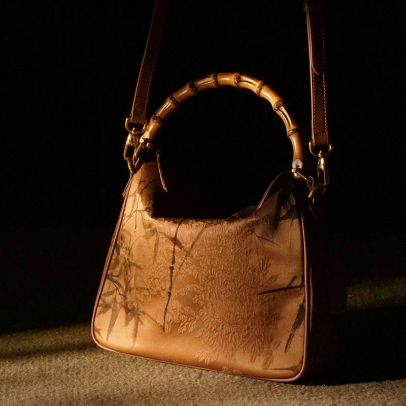 Lush Bamboo Handle Xiangyunsha Silk Crossbody Bag Hangbags - Image 20
