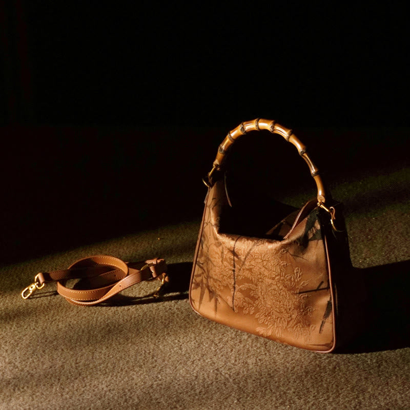 Lush Bamboo Handle Xiangyunsha Silk Crossbody Bag Hangbags - Image 19