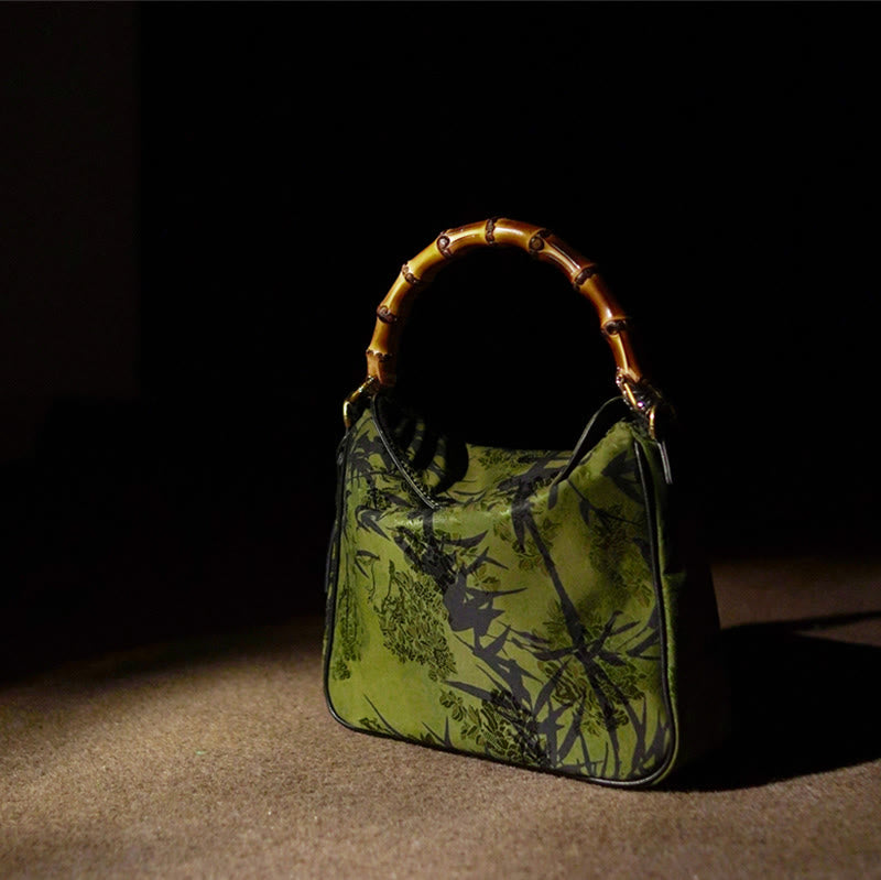 Lush Bamboo Handle Xiangyunsha Silk Crossbody Bag Hangbags - Image 4