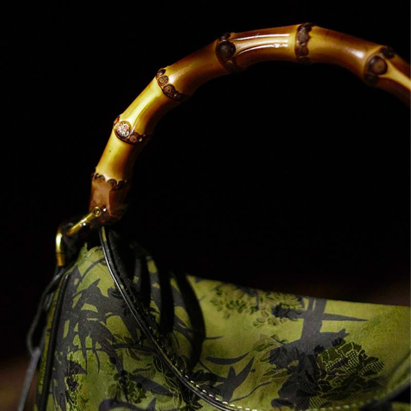 Lush Bamboo Handle Xiangyunsha Silk Crossbody Bag Hangbags - Image 8