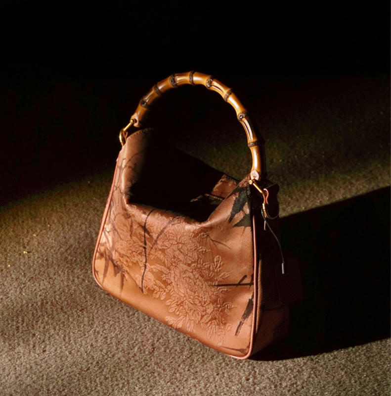 Lush Bamboo Handle Xiangyunsha Silk Crossbody Bag Hangbags - Image 15
