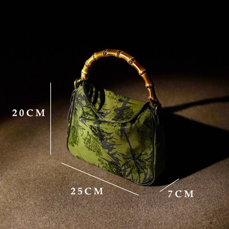 Lush Bamboo Handle Xiangyunsha Silk Crossbody Bag Hangbags - Image 6